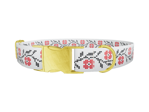 Cross Stitch Floral Dog Collar