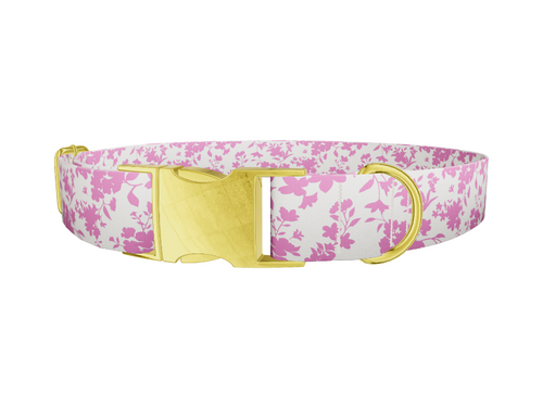 Pink Silhouette Floral Dog Collar
