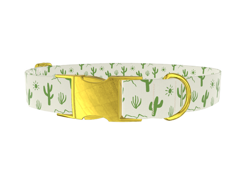 Green Cactus Landscape Dog Collar