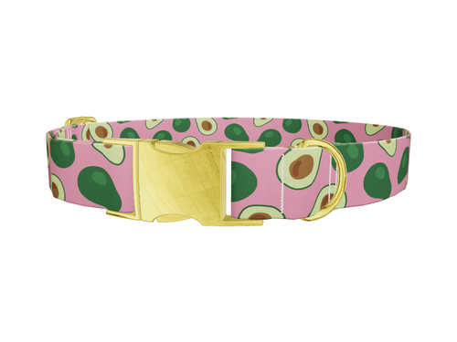 Pink Avocado Print Dog Collar