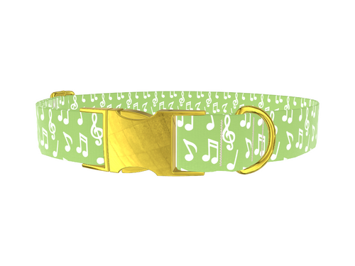 Lime Musical Note Dog Collar