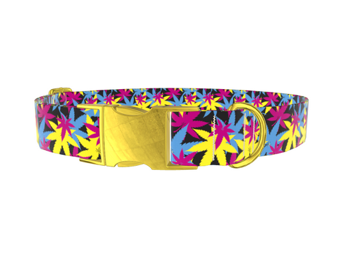 Colorful Leaf Pattern Dog Collar