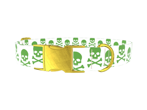 Green Skull Dog Collar