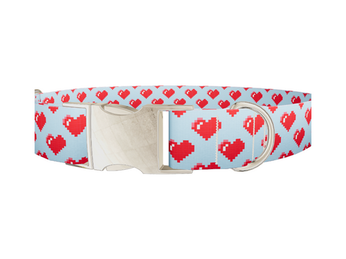 Pixelated Heart Dog Collar