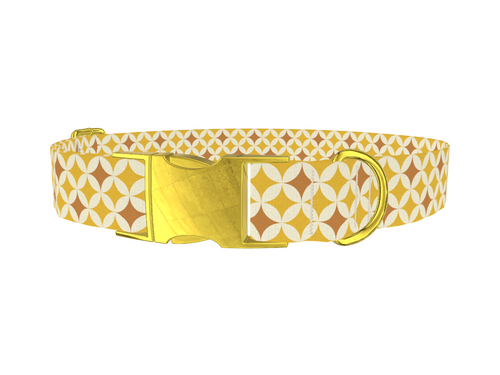 Yellow Geometric Star Dog Collar