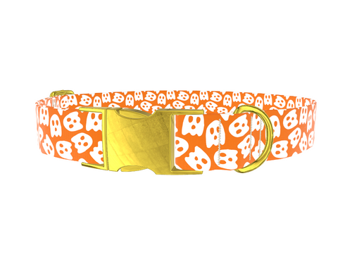 Orange Ghost Pattern Dog Collar