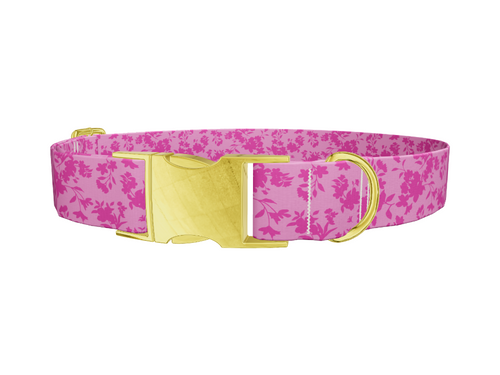 Pink Floral Silhouette Dog Collar