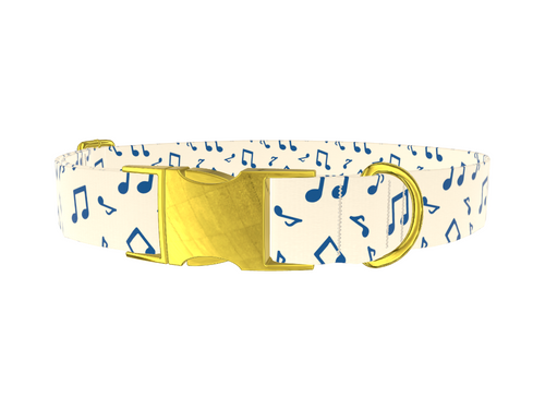Blue Musical Notes Dog Collar