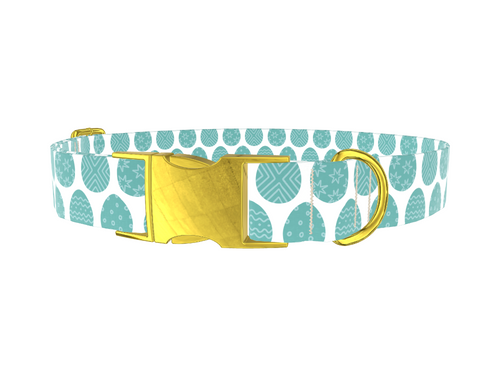 Teal Easter Egg Pattern Dog Collar