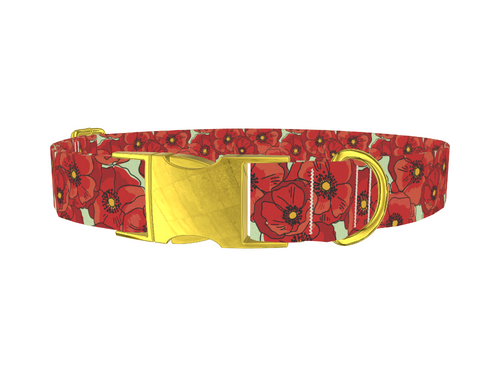 Floral Poppy Dog Collar