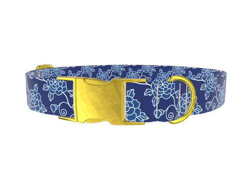 Floral Blue Dog Collar