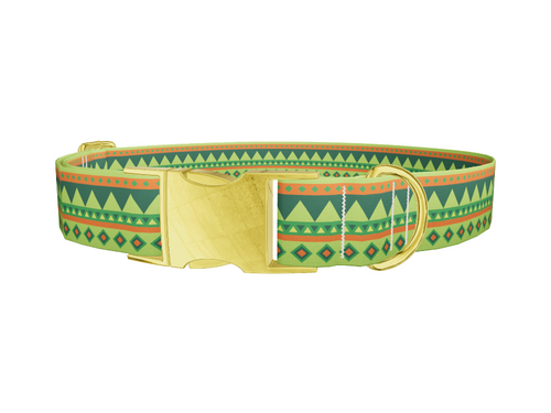 Green Tribal Stripes Dog Collar