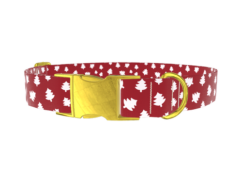 Red Silhouette Tree Dog Collar