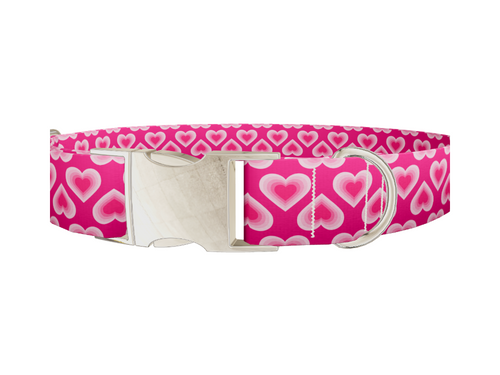Pink Layered Heart Dog Collar