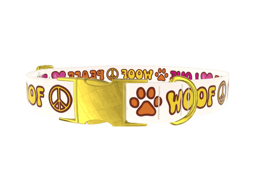 Peace Love Woof Dog Collar