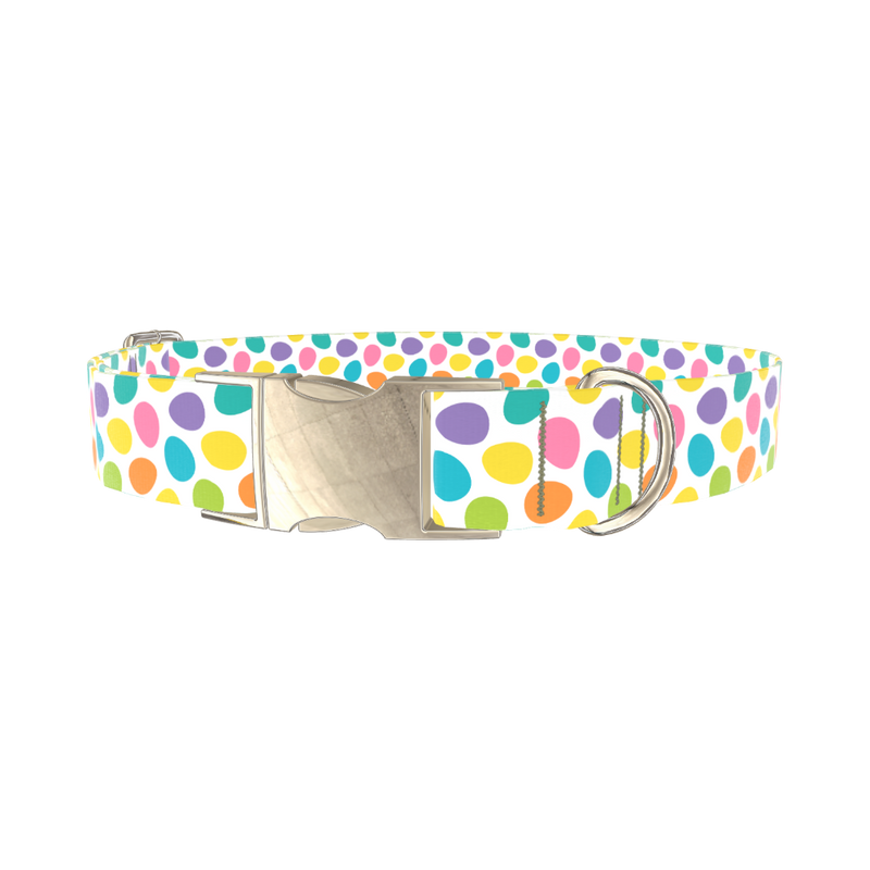 Colorful Easter Egg Dog Collar - metal silver