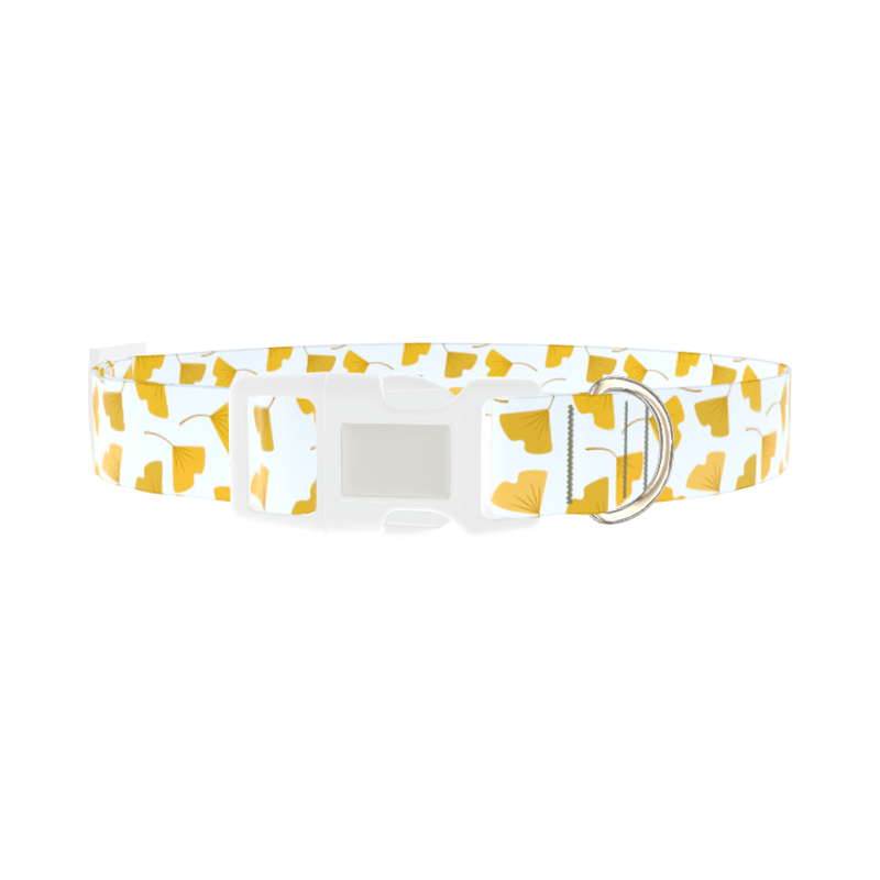 Floral Leaf Dog Collar - plastic silver
