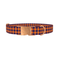 Plaid Orange Dog Collar - metal rose gold