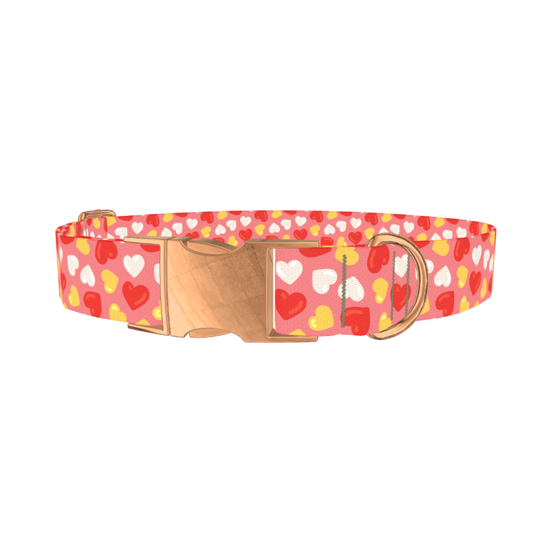Sweetheart Pattern Dog Collar - metal rose gold