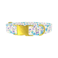 Blue Purple Floral Dog Collar - metal gold