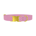 Pink Polka Dot Dog Collar - metal gold