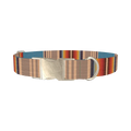 Striped Woven Dog Collar - metal silver