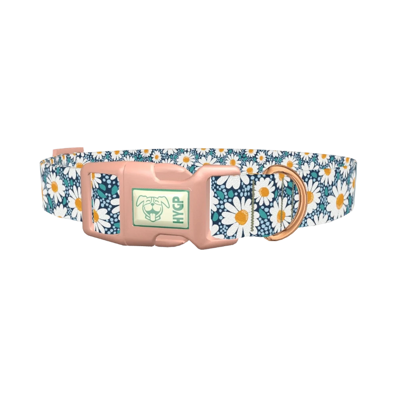 Floral Chamomile Dog Collar - plastic rose gold
