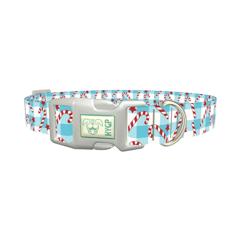 Candy Cane Star Dog Collar - plastic silver
