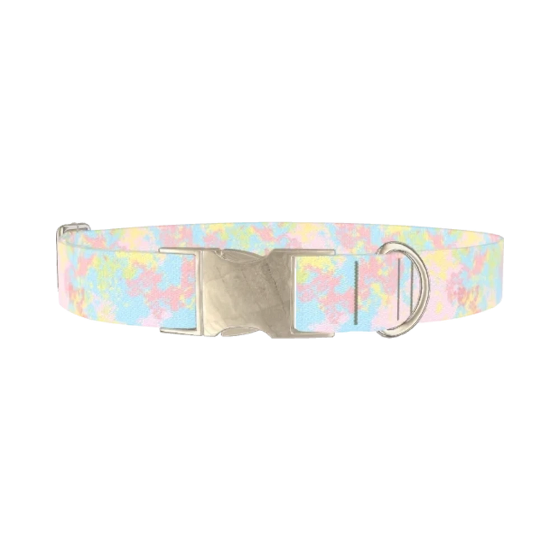 Abstract Pastel Dog Collar - metal silver