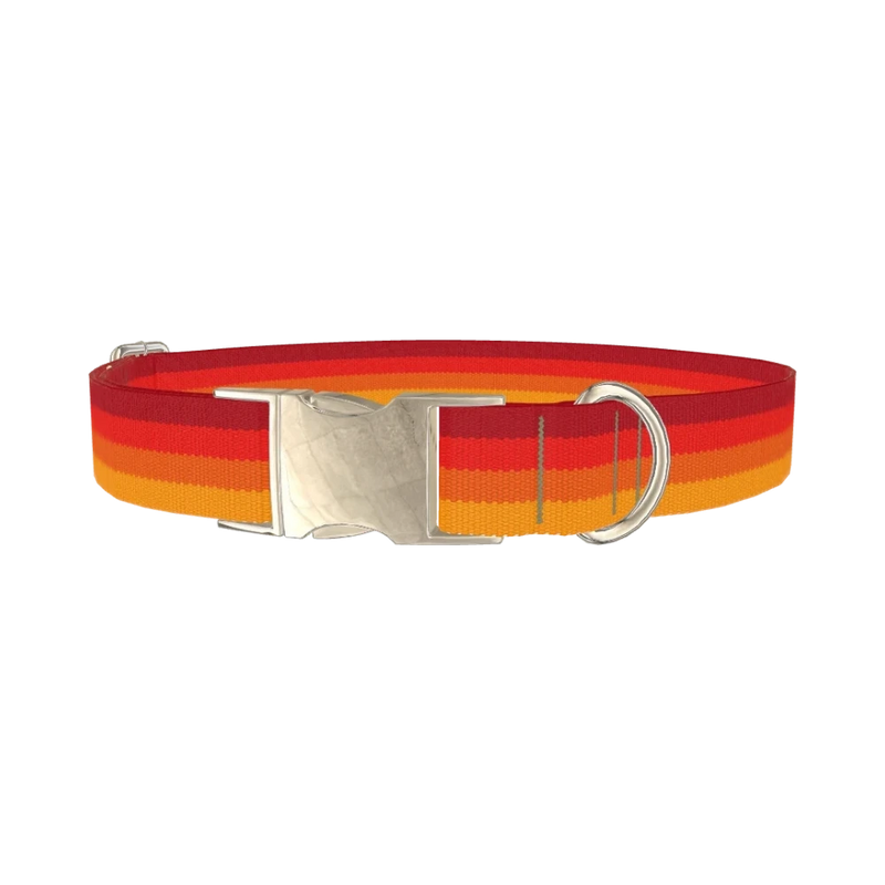 Retro Hexagon Dog Collar - metal silver