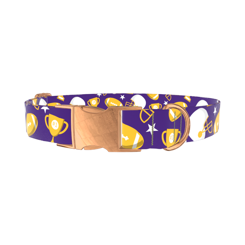 Football Theme Dog Collar - metal rose gold