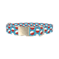 Red Bobber Pattern Dog Collar - metal silver