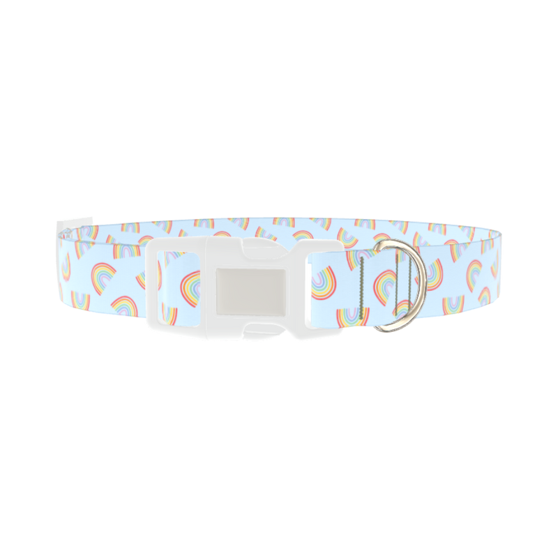 Rainbow Pattern Dog Collar - plastic silver