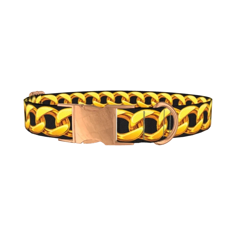 Gold Chain Link Dog Collar - metal rose gold