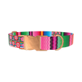 Mexican Floral Stripe Dog Collar - metal rose gold
