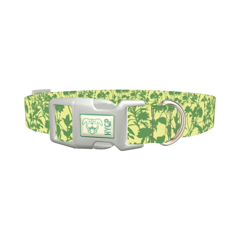 Green Silhouette Meadow Dog Collar - plastic silver