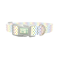 Rainbow Polka Dot Dog Collar - plastic silver
