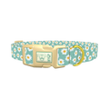 Teal Polka Dot Daisy Dog Collar - plastic gold