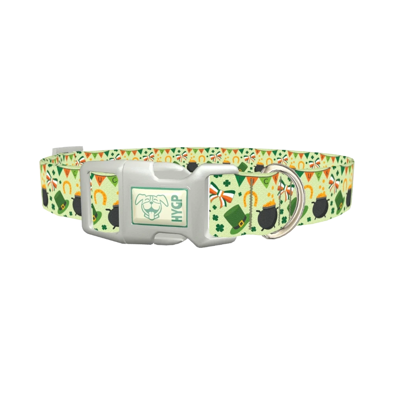 Irish Luck Dog Collar - plastic silver