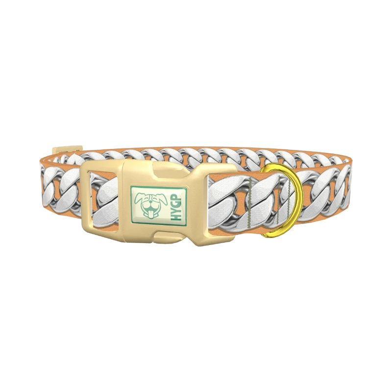 Silver Chain Link Dog Collar - plastic gold