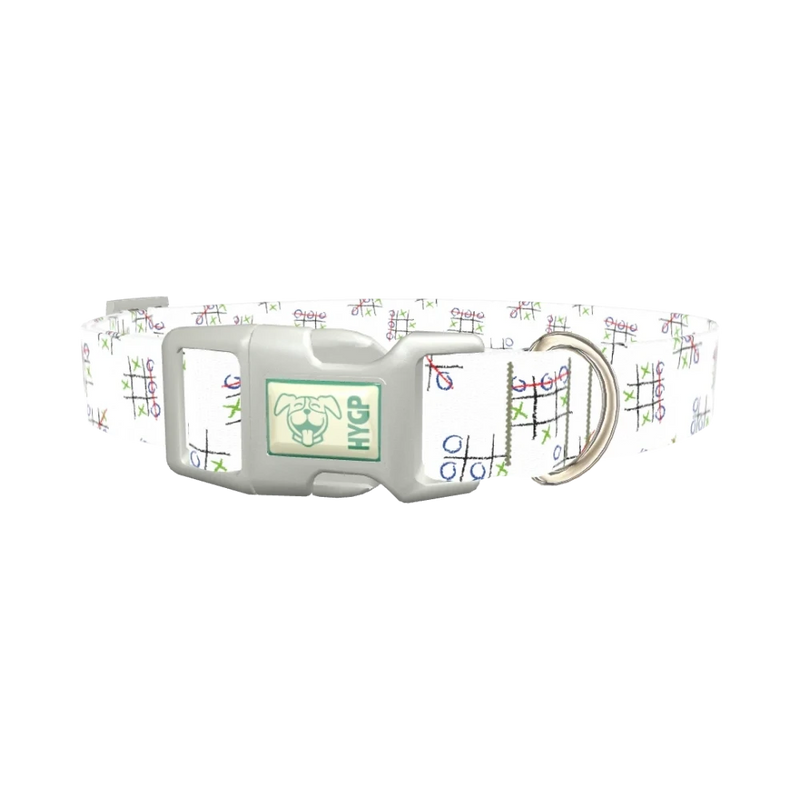 Tic Tac Toe Pattern Dog Collar - plastic silver