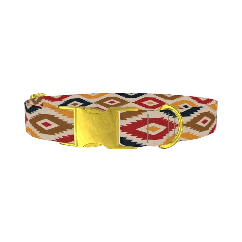 Tribal Rhombus Star Dog Collar - metal gold