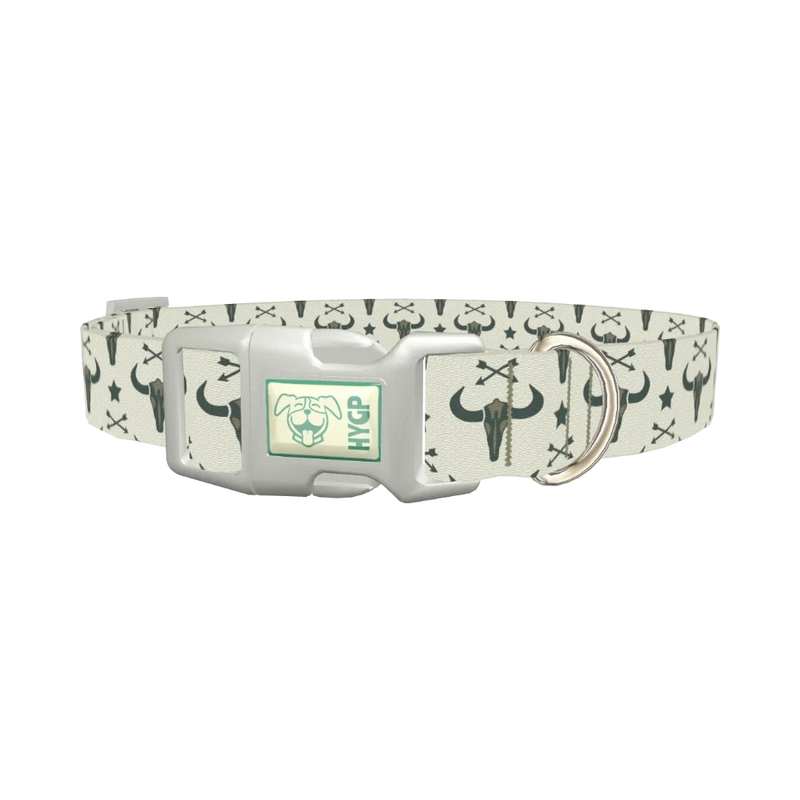 Western Skull and Arrows Dog Collar - plastic silver