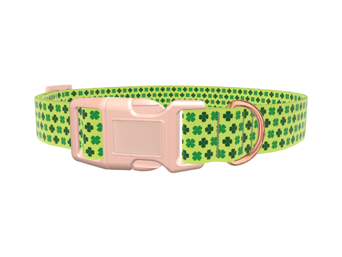 Lime Clover Pattern Dog Collar