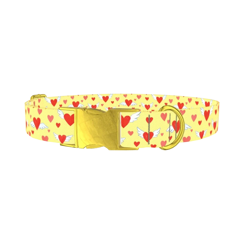 Flying Hearts Dog Collar - metal gold