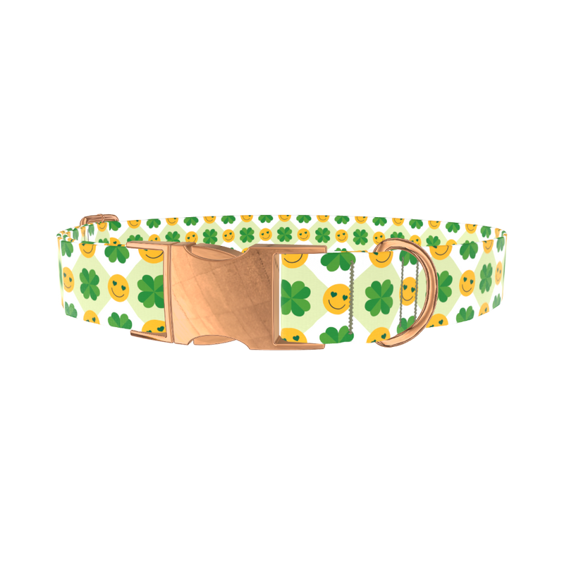 St. Patrick's Smiley Dog Collar - metal silver