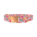 Colorful Mushroom Field Dog Collar - metal rose gold