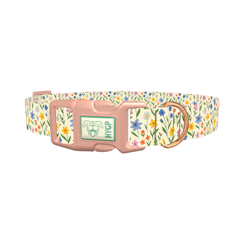 Wildflower Meadow Dog Collar - plastic rose gold
