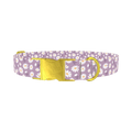 Lavender Daisy Pattern Dog Collar - metal gold