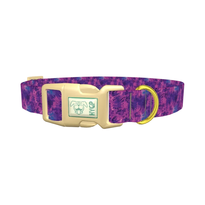 Purple Tie-Dye Dog Collar - plastic gold